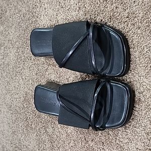 Chadwicks Damiani's black fabric/leather slides